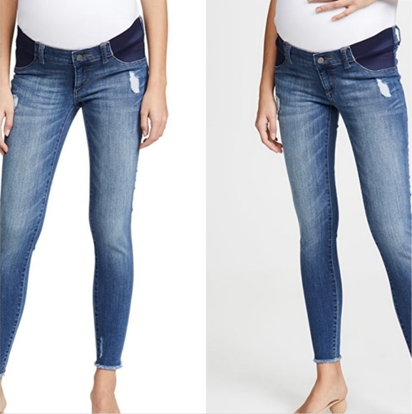 DL1961 Emma Maternity Skinny Light Distressed Jeans Strobes Medium Wash 26 - Picture 1 of 10